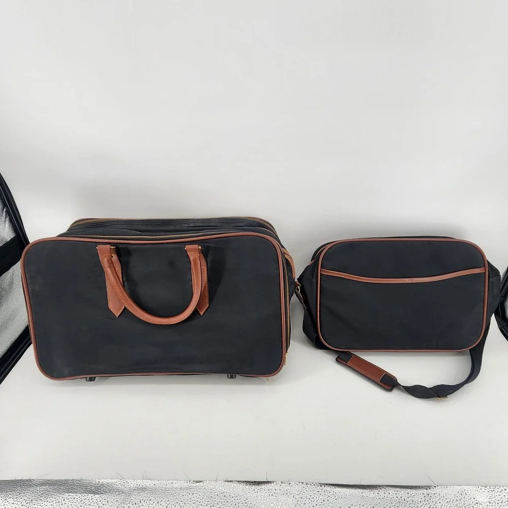 Vintage Lark Travel Bag Set Duffel Weekender Carry On Retro Stripe Luggage